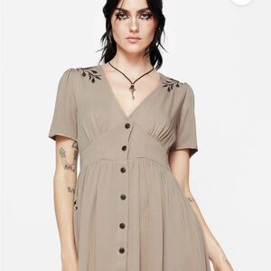 Disturbia Hester embroidered button down mini dress